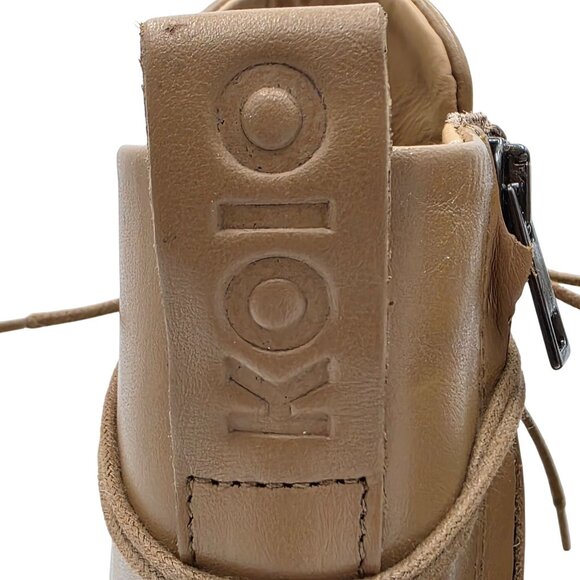 NEW Koio Italy Women 11 Fawn Beige Leather Cortina Combat Boots Handmade Shoes - Picture 14 of 16